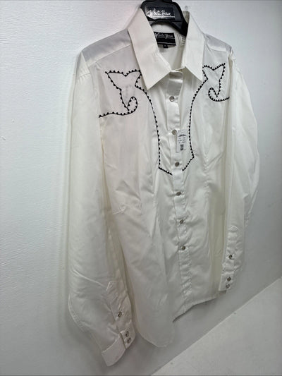 New Women’s White Horse Cream Designed Long Sleeve Pearl Snap XL DD-109