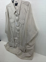 New Men’s White Horse Beige Stripe Long Sleeve Pearl Snap 4XL F-50