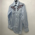 New Men’s Champion Western Blue Long Sleeve Pearl Snap 14.5 X 32 Small B-50