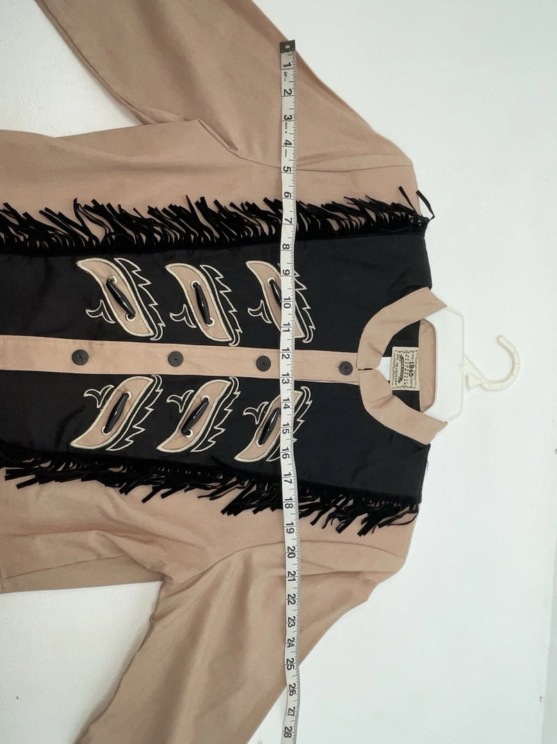 New Women’s Brown With Fringe 1849 Authentic Ranchwear  Button Up 3B-111
