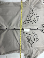 New Women’s White Horse Tan Black Design Long Sleeve Pearl Snap Medium YY-18