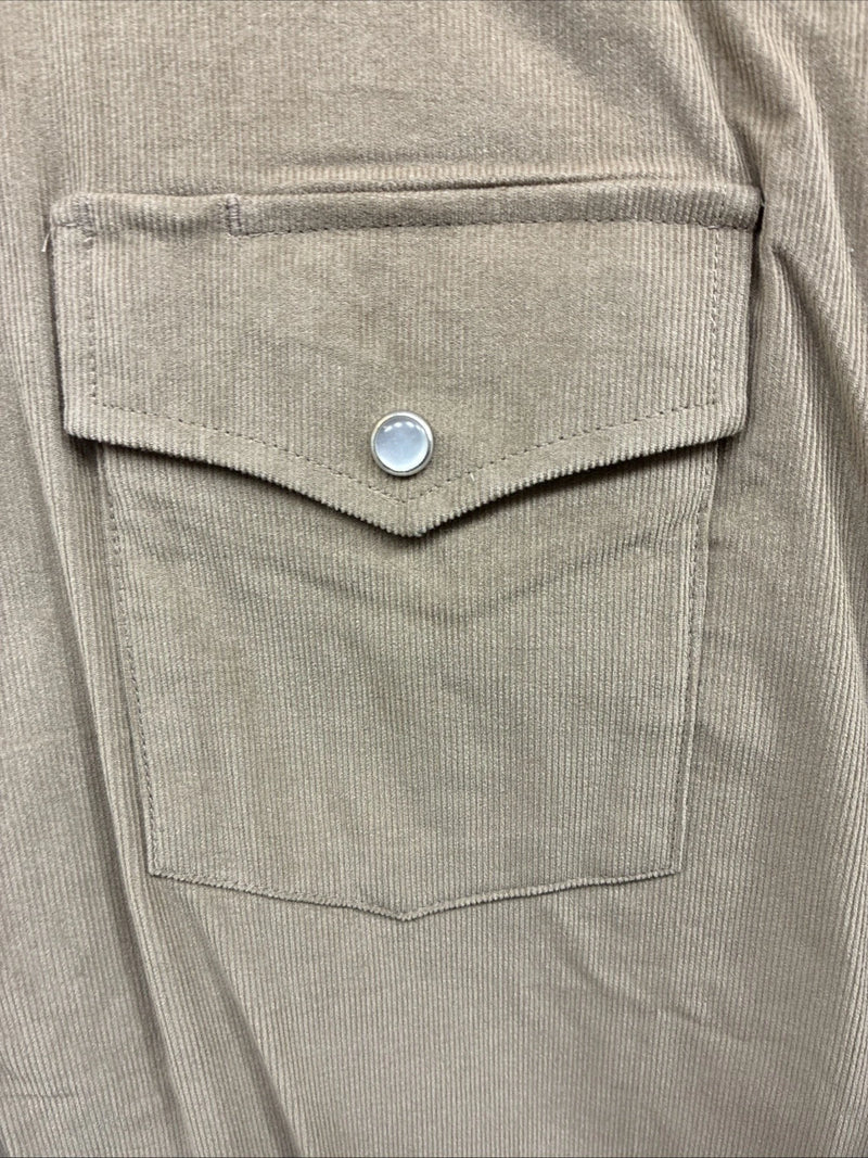 New Men’s White Horse Brown Western Long Sleeve Pearl Snap Large V-21