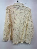 New Kids White Horse Floral Long Sleeve Pearl Snap Large MM-6