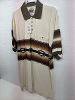New Men’s Cumberland Brown Western Design Short Sleeve Polo Large M-23