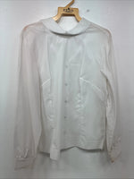 New Women’s Prior White Long Sleeve Pearl Snap English Shirt 38 KK-64