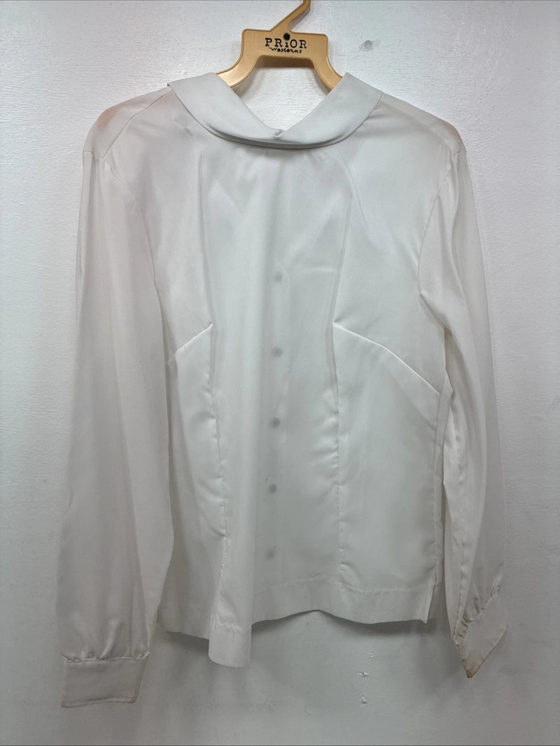 New Women’s Prior White Long Sleeve Pearl Snap English Shirt 38 KK-64