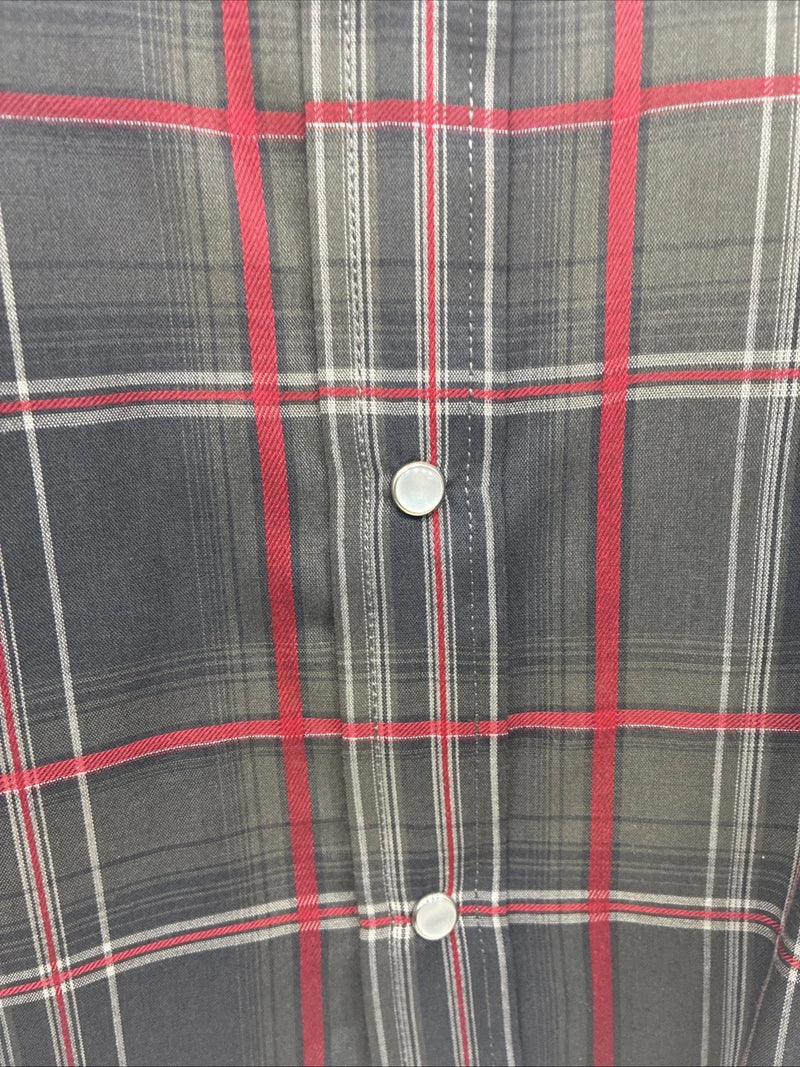 New Kids ELY Cattleman Green Red Plaid Long Sleeve Pearl Snap Large DD-30