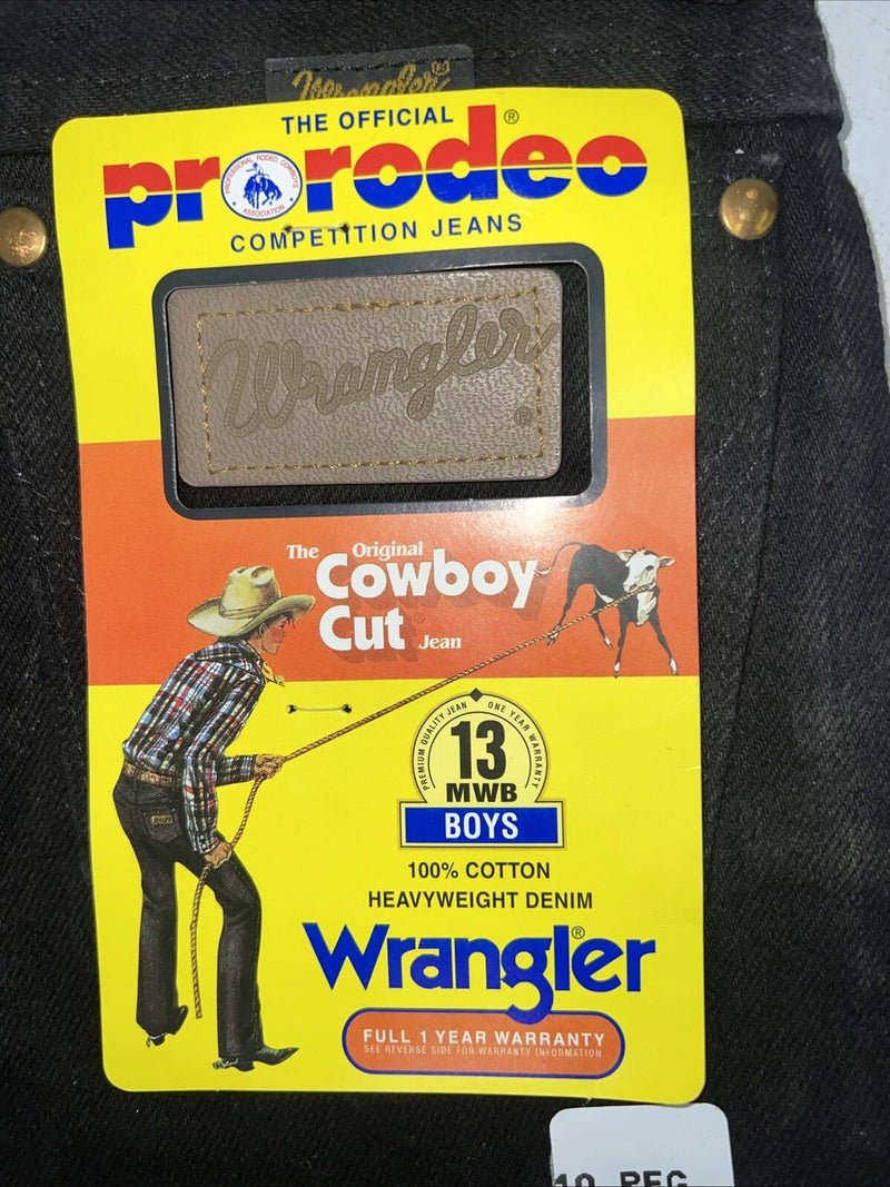 New Boys Black Wrangler Pro Rodeo Cowboy Cut Denim Jeans. 10/25 Regular B-22