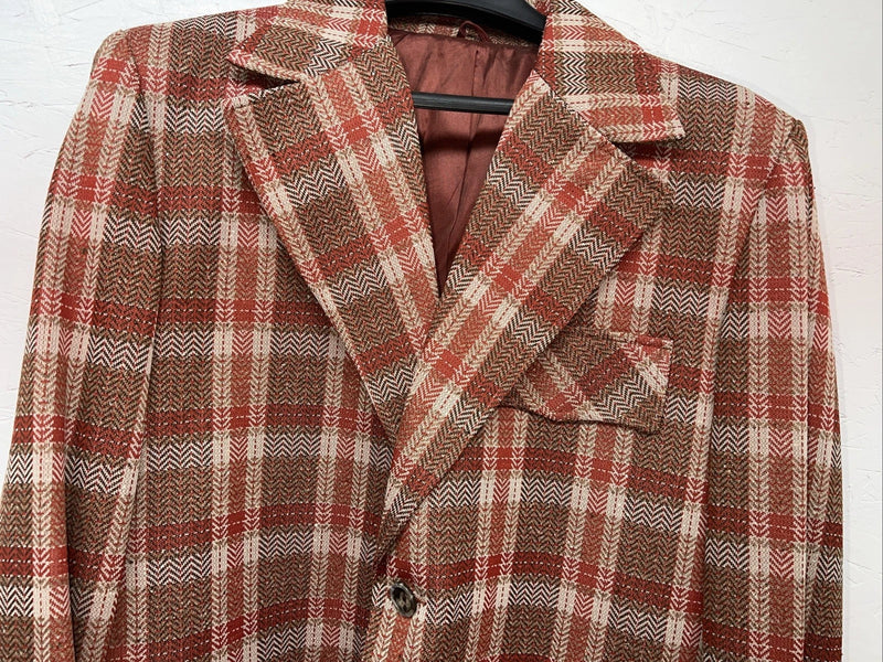 New Men’s Pioneer Wear Red Plaid Suit Jacket 44 #554 LL-608