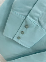 New Men’s White horse Blue Simple Long Sleeve Pearl Snap Medium K-55
