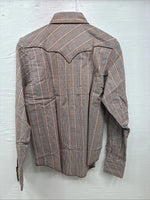 New Kids Champion Western Brown Design Long Sleeve Pearl Snap Size 16 CC-92