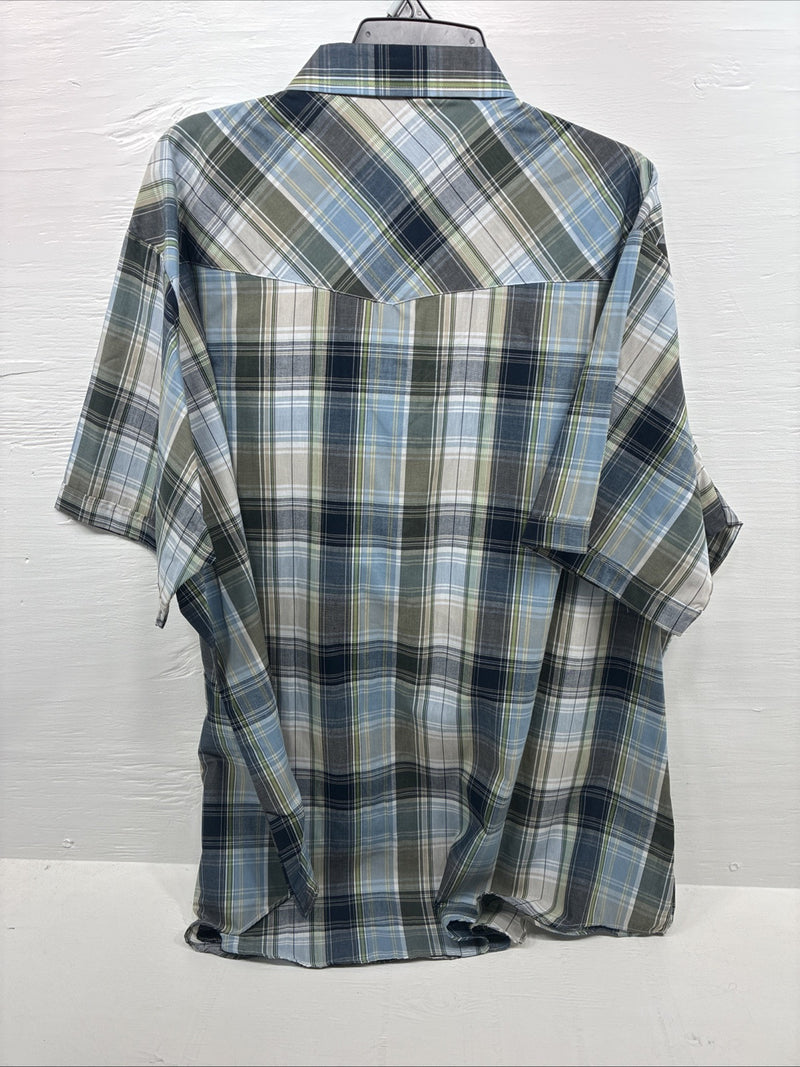 New Men’s ELY Cattleman Multiple Color Flannel Short Sleeve Pearl Snap 4XL F-48