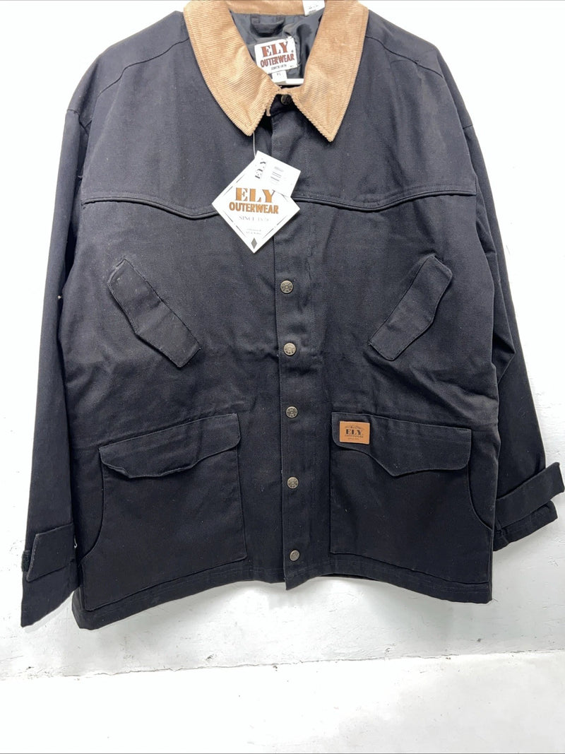 New Men’s ELY Outerwear Black Winter Jacket XL S-602