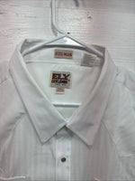 New Men’s ELY Cattleman White Deigned Long Sleeve Pearl Snap 20.5 4XL X-108