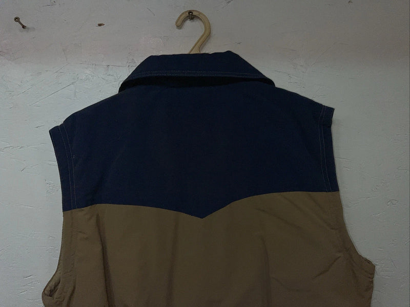 New Women’s Tan Blue Vest Medium #9630 UU-32