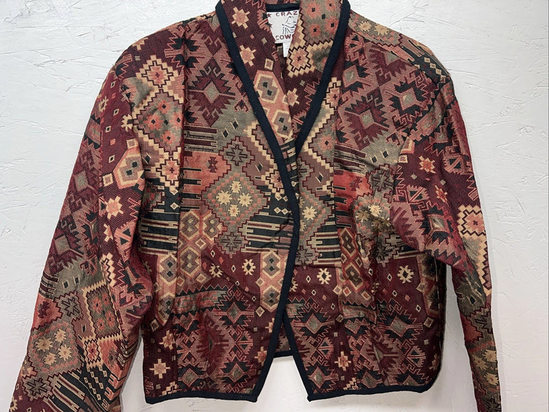 New Women’s Crazy Cowgirl Aztec Short Jacket Small H-607