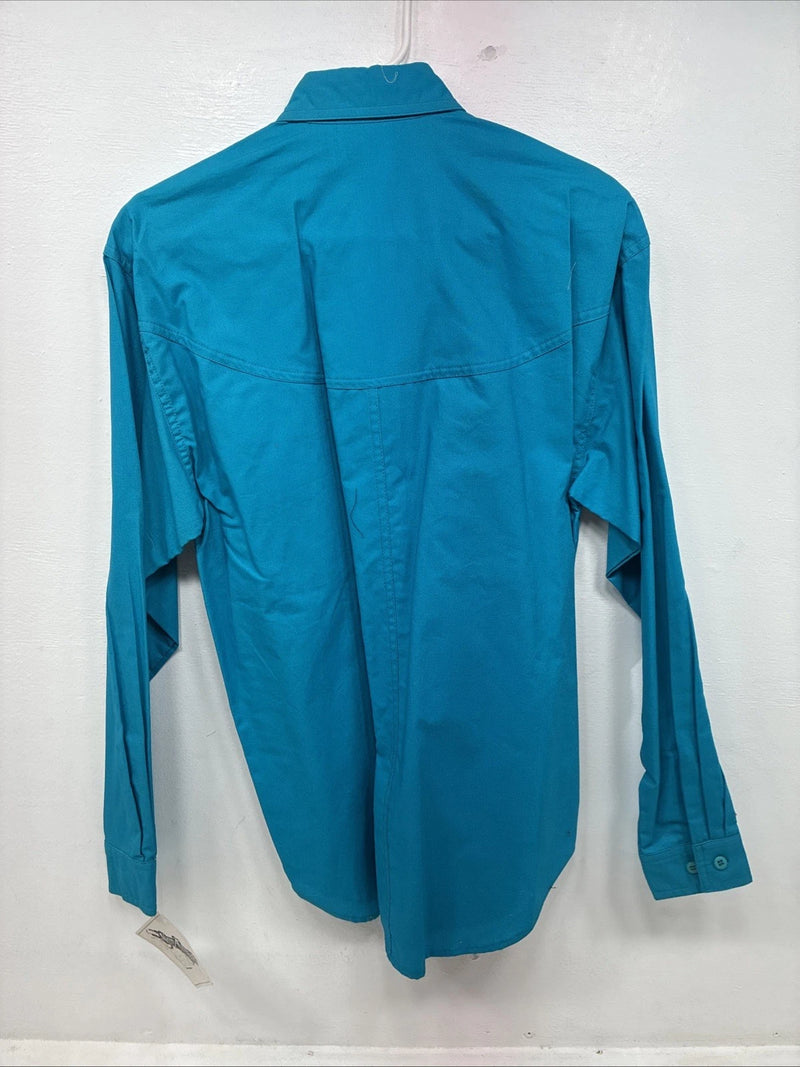 New Women’s San Angelo Blue Long Sleeve Button Up Medium MM-93