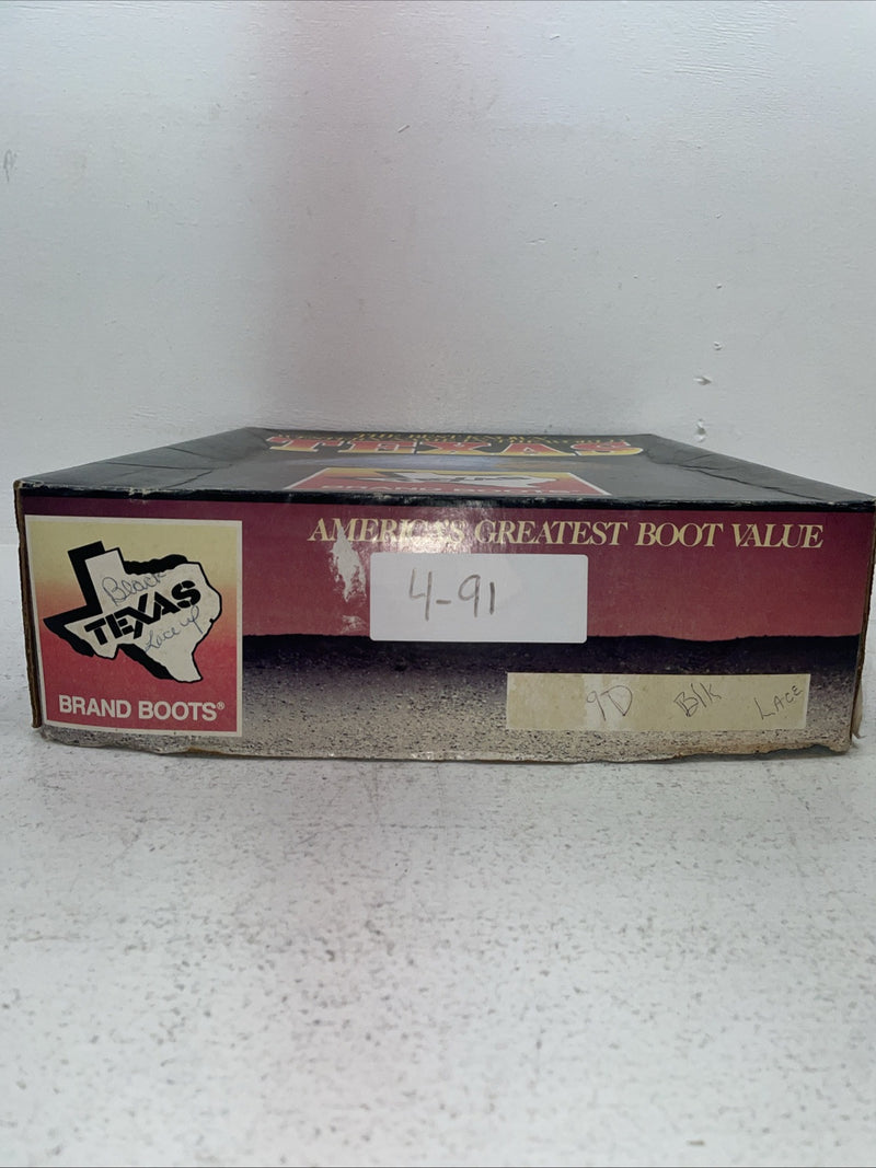 New Men’s Black Lace Up Texas Brand Cowboy Boots. 8850 9 D. 4-91