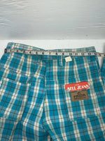 New Vintage Blue Plaid Prior Polyester Pants #C18530 VV-20