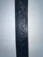 New Black Genuine Leather Tooled 28” Belt #WF809 NN-47