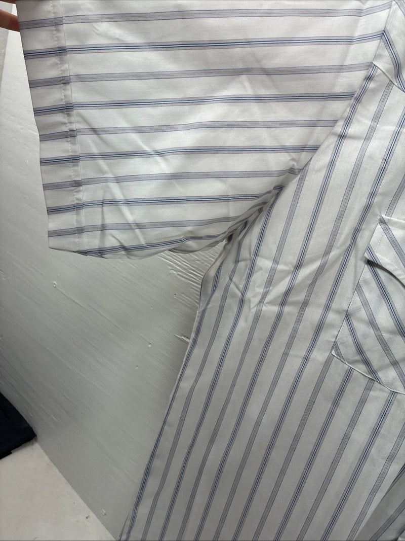 New Men’s ELY Cattleman White Stripe Short Sleeve Pearl Snap XL J-35