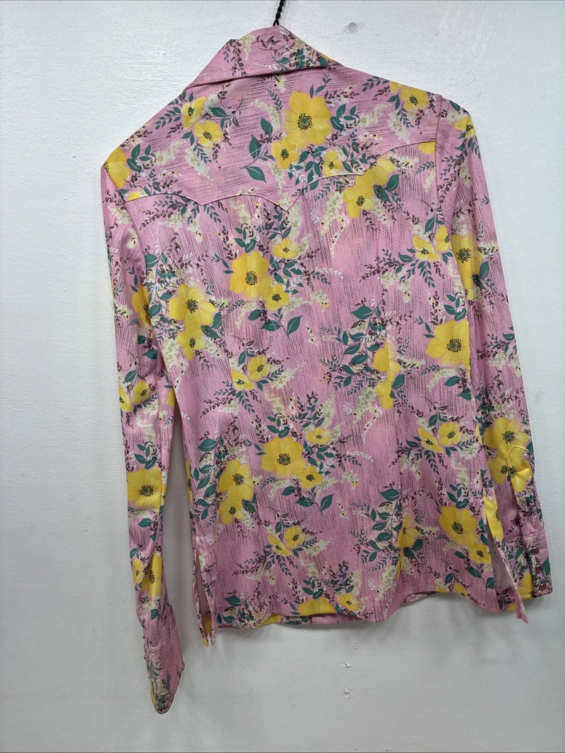New Women’s Panhandle Slim Pink floral Long Sleeve Pearl Snap 10/32 KK-11