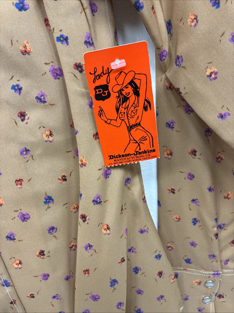 New Women’s Dickson Jenkins Orange Floral Long Sleeve Pearl Snap Size 30 MM-55