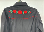 New Women’s Country Charmers Black Rose Long Sleeve Pearl Snap Large II-70