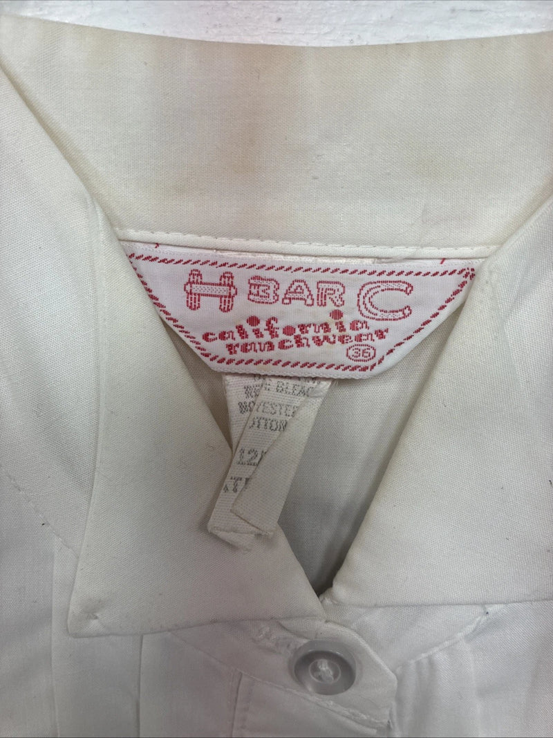 New Women’s H Bar C White Designed Long Sleeve Button Up Size 36 KK-35