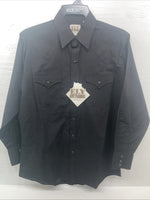 New Men’s ELY Cattleman Black Long Sleeve Pearl Snap 15.5 X 33 Medium B-112