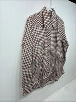New Women’s Karman Brown Checker Long Sleeve Pearl Snap Size 36 MM-36