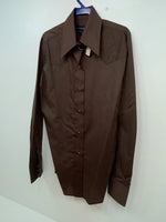 New Women’s Brown Panhandle Slim Long Sleeve Button Up Shirt #3334 3B-89
