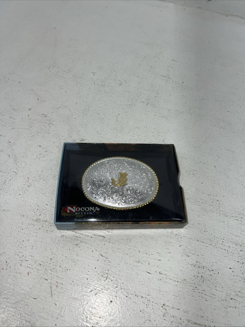 New Women’s Nocona Good Silver “J” Belt Buckle With Good Rim. A-115