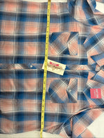 New Women’s Cumberland Pink Blue Plaid Long Sleeve Pearl Snap 1XL Plus GG-39