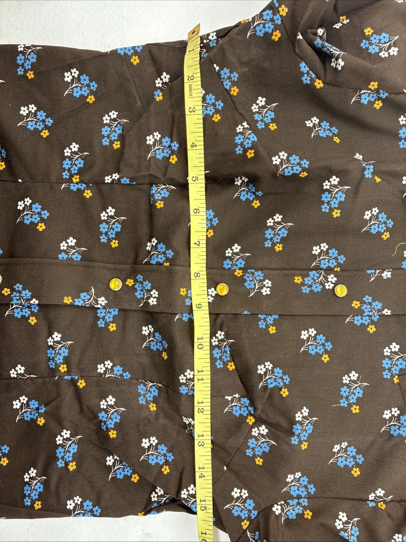 New Women’s Tem Tex Brown Floral Long Sleeve Pearl Snap Size 30 DD-85