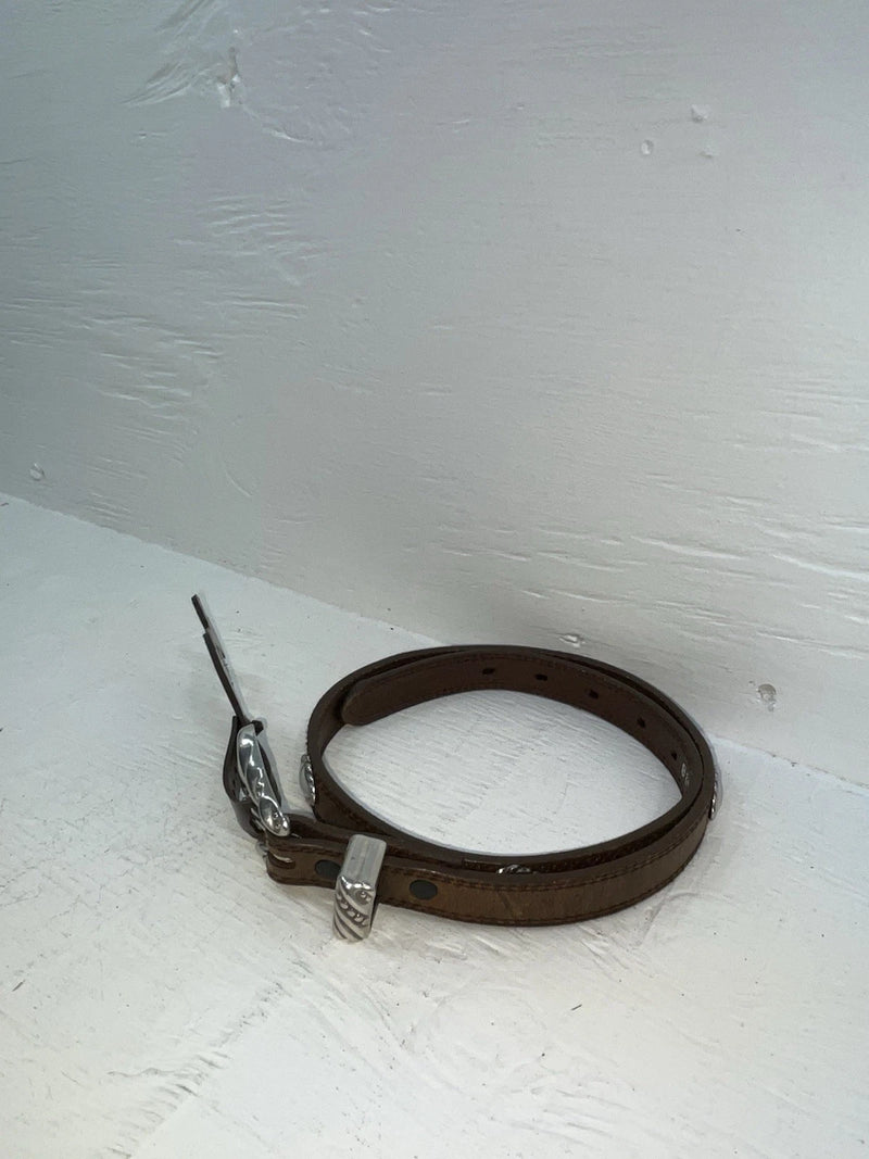 New Brown Genuine Leather Nocona Silver Pendent 28” Belt #3216244 JJ-25