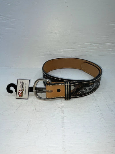 New Black Genuine Leather Perkies Tooled 30” Belt #8801 JJ-149