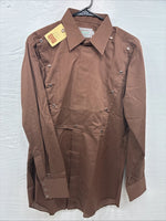 New Men’s H Bar C Brown Long Sleeve Square First Pearl Snap Medium M-60