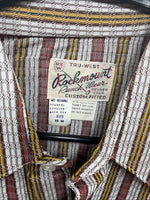 New Men’s Rocket mount Multicolor Stripe Long Sleeve Pearl Snap 15 Medium K-93