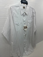 New Men’s ELY Cattleman White Long Sleeve Stripe Pearl Snap 2XL F-58
