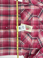 New Women’s Cumberland Pink plaid Long Sleeve Pearl Snap Small DD-98