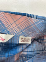 New Women’s Cumberland Pink Blue Plaid Long Sleeve Pearl Snap 3XL GG-47