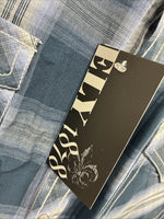 New Men’s ELY 1878 Blue Flannel Long Sleeve Pearl Snap 2XL H-56