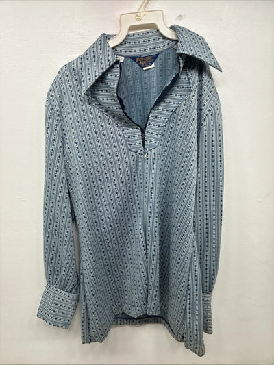 New Women’s Panhandle Slim Blue Design Half Zip Long Sleeve Size 38 YY-9