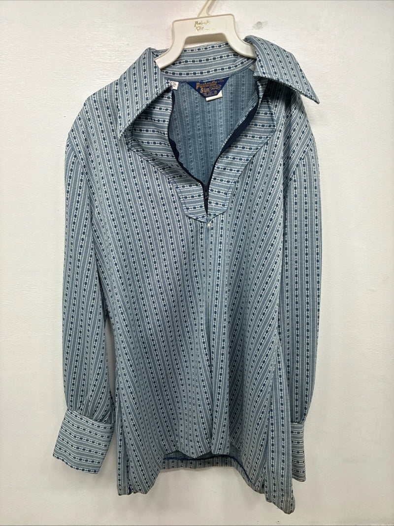 New Women’s Panhandle Slim Blue Design Half Zip Long Sleeve Size 38 YY-9