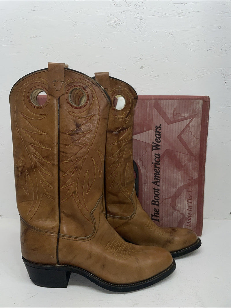 New Men’s Brown Texas Brand Cowboy Boots. 7844 8.5 8 1/2 D. 2-52