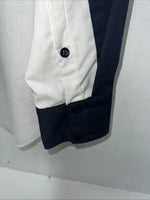 New Men’s Navy White Tan Cowboy Threads Button Up Long Sleeve Shirt Medium I-53