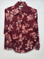 New Women’s Lee Red Floral Long Sleeve Pearl Snap Medium KK-6