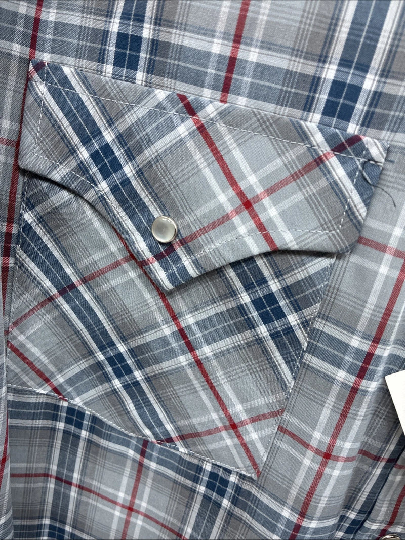 New Men’s ELY Cattleman Gray Multiple Flannel Long Sleeve Pearl Snap 2XL F-62