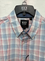New Men’s ELY Cattleman White Multicolor Plaid Long Sleeve Button Up Large Q-21